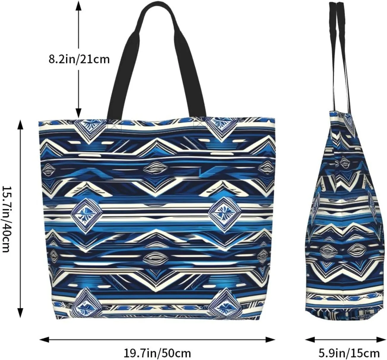 Blue Shining Stars Print Shoulder Bag For Women Shopping Bags Tote Bag Large Storage Handbag Grocery Bags