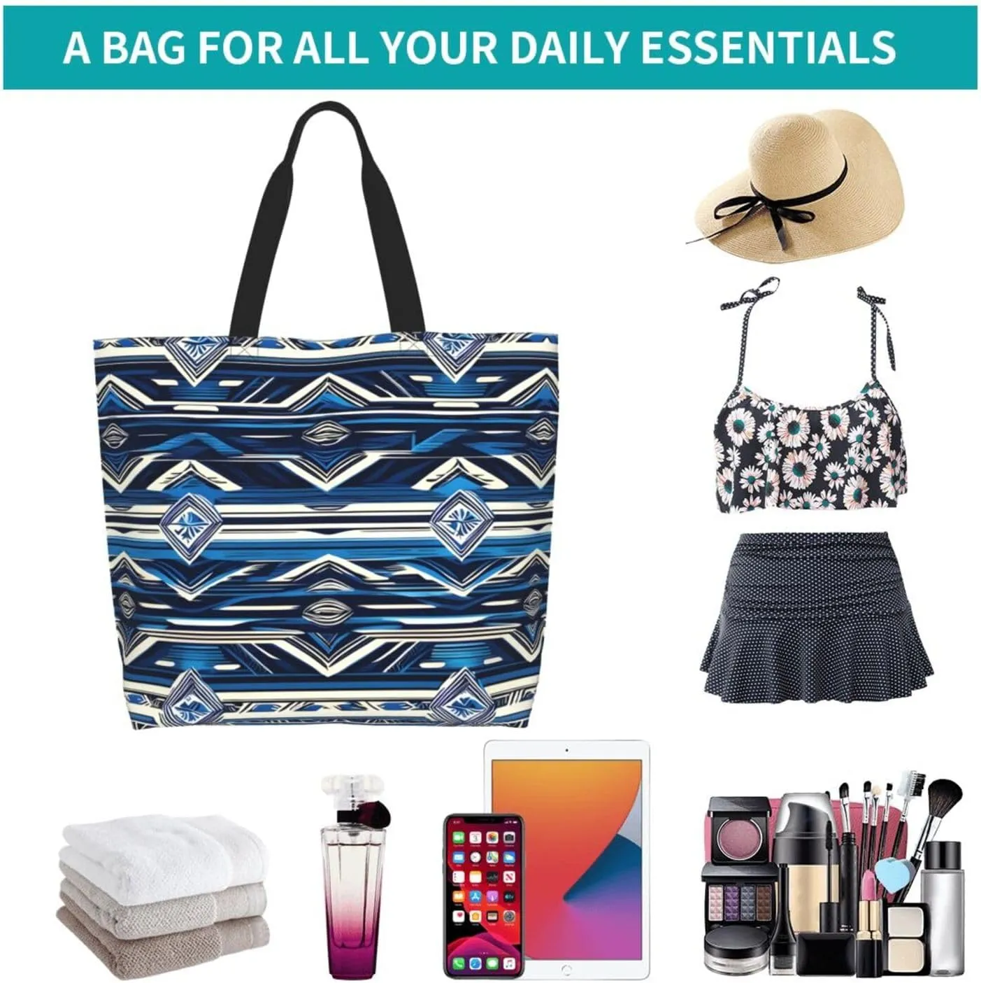 Blue Shining Stars Print Shoulder Bag For Women Shopping Bags Tote Bag Large Storage Handbag Grocery Bags