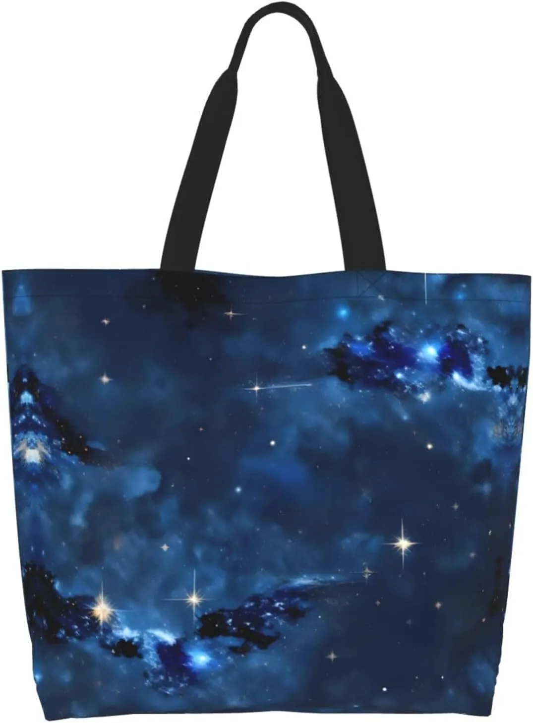 Blue Shining Stars Print Shoulder Bag For Women Shopping Bags Tote Bag Large Storage Handbag Grocery Bags