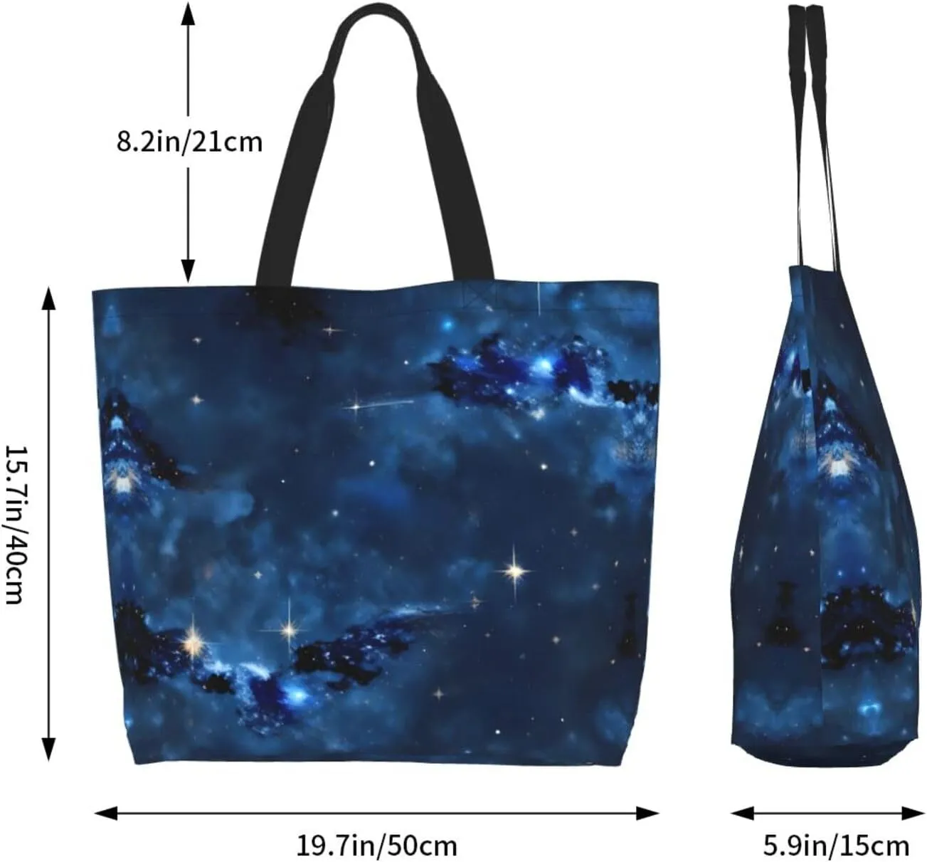 Blue Shining Stars Print Shoulder Bag For Women Shopping Bags Tote Bag Large Storage Handbag Grocery Bags