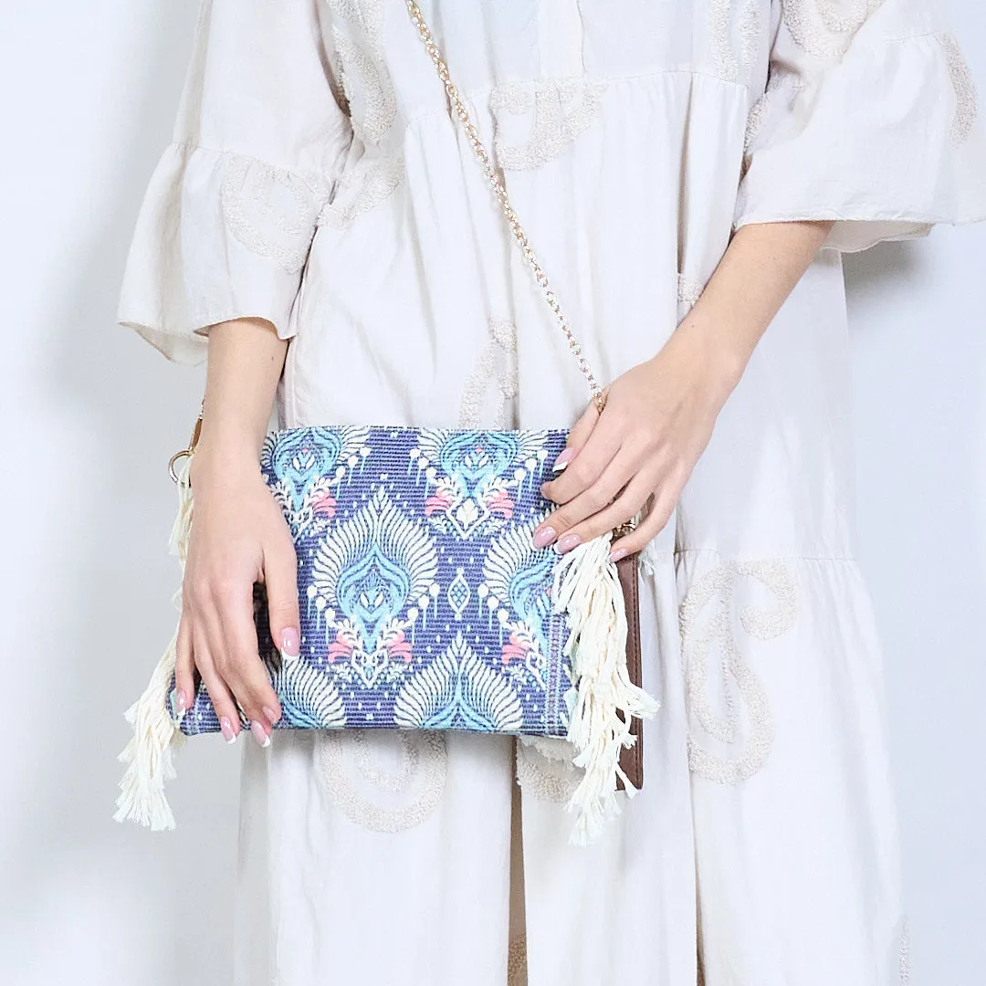 Boho embroidered fringe clutch bag wholesale