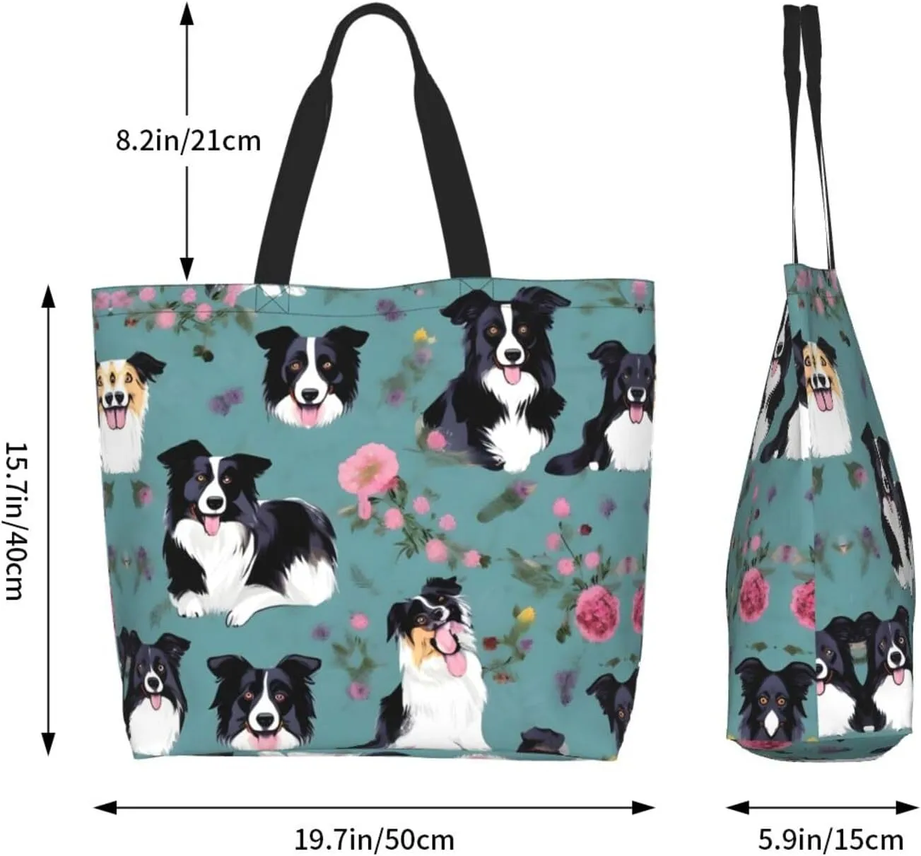 Bright Aqua Blue Turquoise Print Shoulder Bag For Women Shopping Bags Tote Bag Large Storage Handbag Grocery Bags