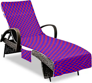 Buffalo Plaid Check Red Blue Decorative Chaise Lounge Cover Soft Sturdy Polyester Pool Beach Chair Towel Covers for Outdoor Pool Beach Sunbathing, fundas para 85" X 30"