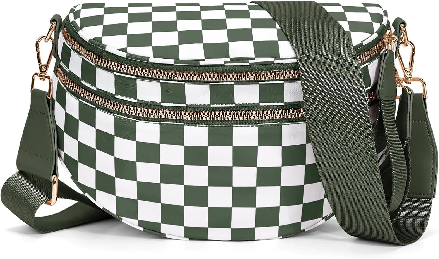 Bum Bags for Women Crossbody,Nylon Checkered Crossbody Bag Black and White Checkered Purse Oversized Slouchy Belt Bag