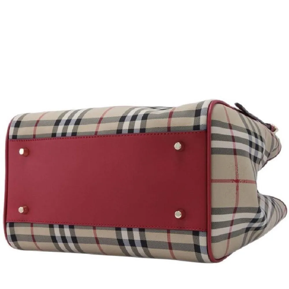 Burberry Horseferry Check Canterbury Small Tote Bag- Parade Red