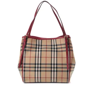Burberry Horseferry Check Canterbury Small Tote Bag- Parade Red