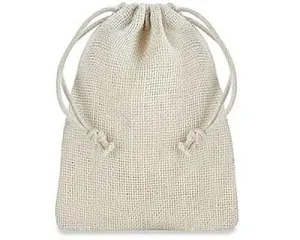 Burlap Bags with Drawstring - 4 x 6", Ivory