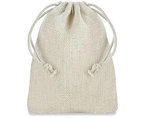 Burlap Bags with Drawstring - 4 x 6", Ivory