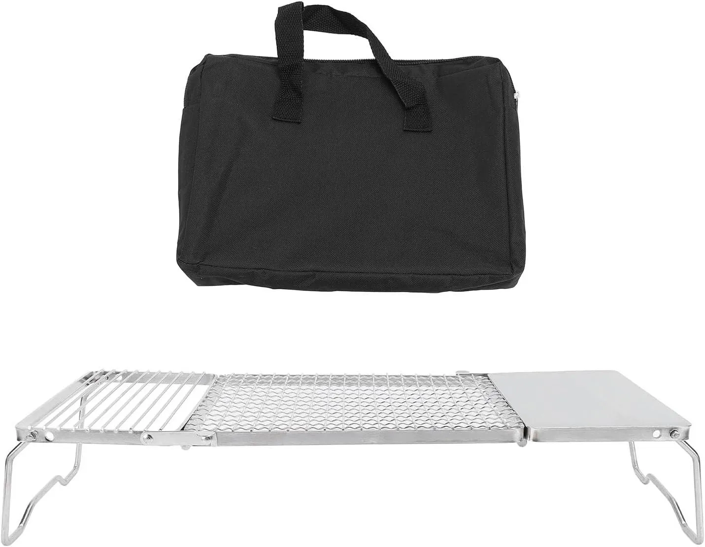 Campfires Grill Portable Anti Shaking Stainless Steel Fold with Storage Bag Camping Grate for Outdoor