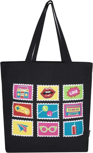 Canvas Big Zip Printed Handbag Tote, Cotton, Inner Pocket, Ecofriendly Bags for Women, Shopping Bag, Easy to Wash