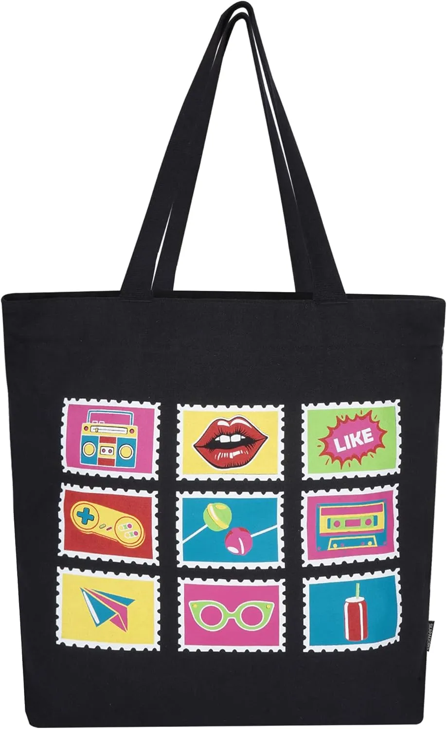 Canvas Big Zip Printed Handbag Tote, Cotton, Inner Pocket, Ecofriendly Bags for Women, Shopping Bag, Easy to Wash
