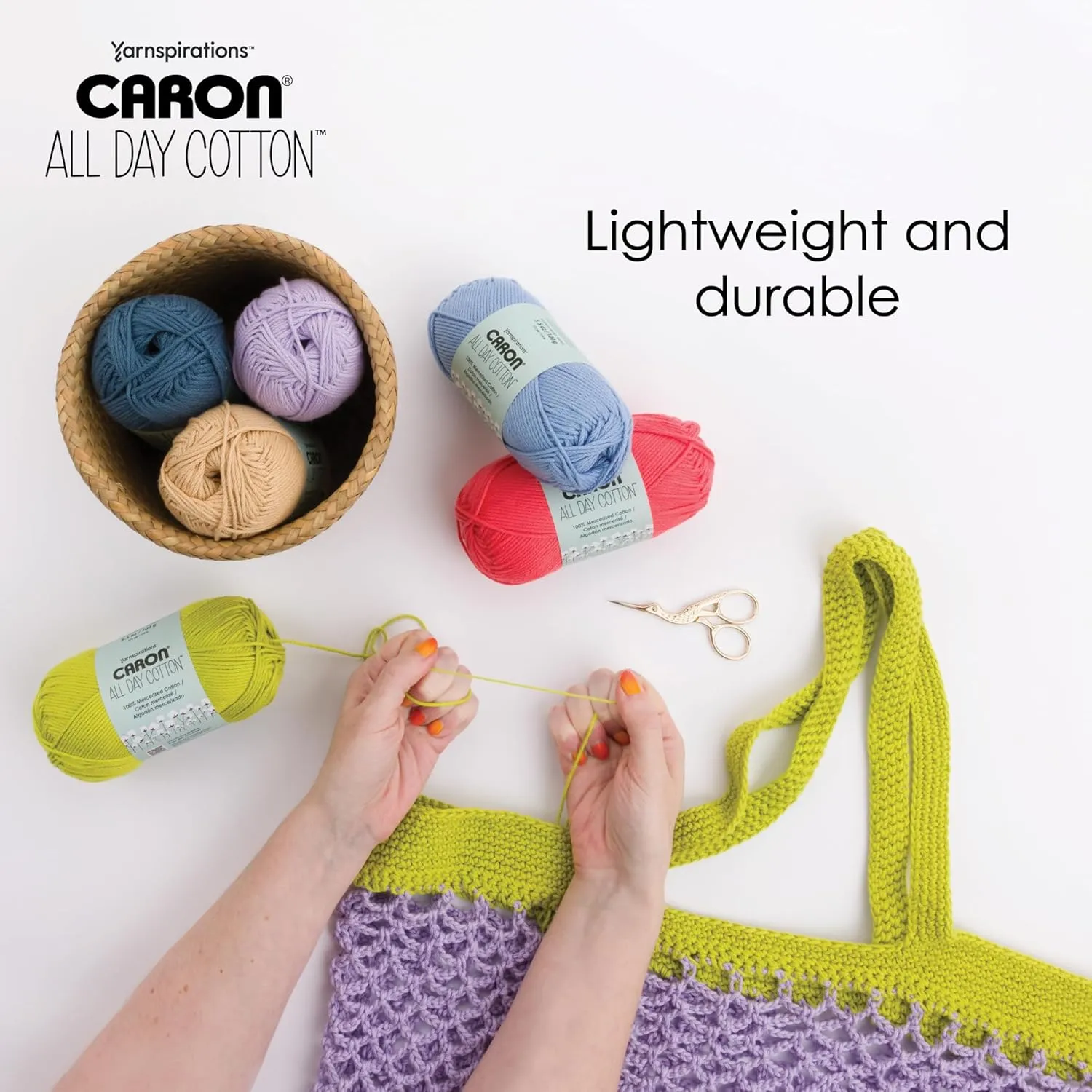 Caron All Day Cotton - 3 Pack of 173 Yards/3.52 oz Black 100% Mercerized Cotton Yarn