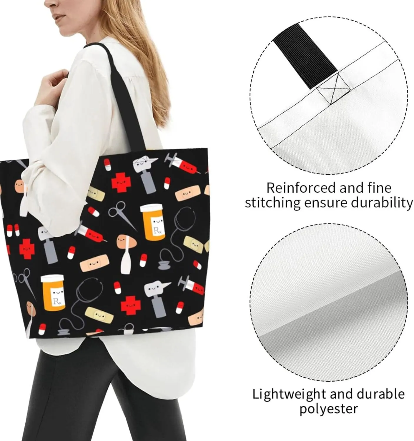 Cartoon Dinosaur Images Print Shoulder Bag For Women Shopping Bags Tote Bag Large Storage Handbag Grocery Bags