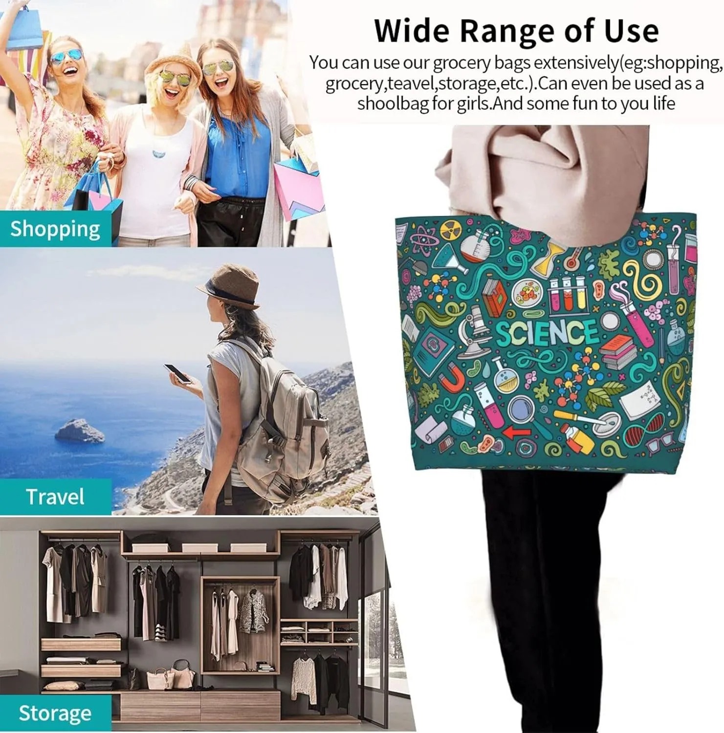 Cartoon Dinosaur Images Print Shoulder Bag For Women Shopping Bags Tote Bag Large Storage Handbag Grocery Bags