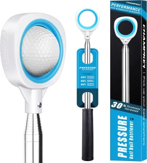 CHAMPKEY Pressure Golf Ball Retriever Performance Version - Thicken Stainless Steel Shaft with Rubber Grip Golf Retriever - Available in 9Ft / 12Ft / 14.5Ft / 16.3Ft