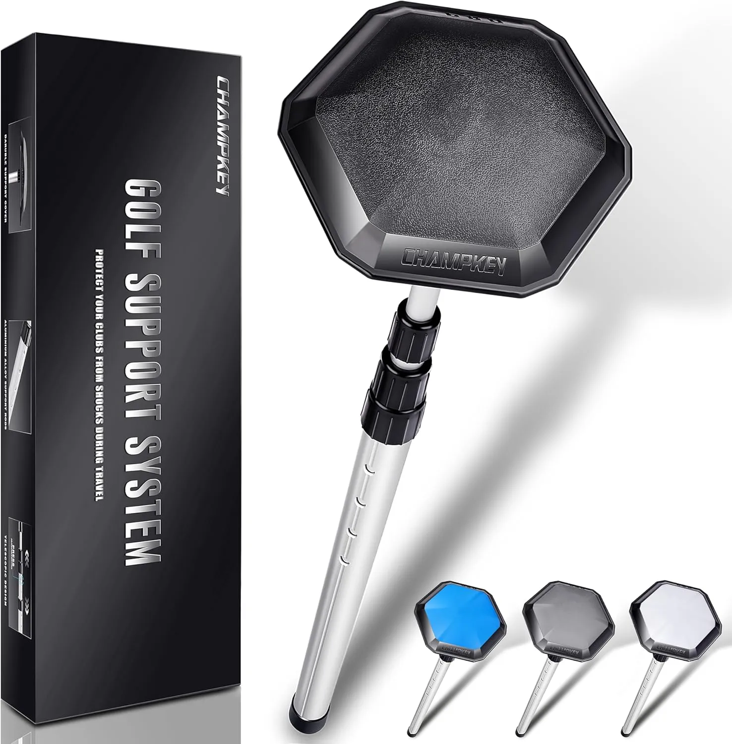 CHAMPKEY Professional Golf Travel Bag Support Rod - Sturdy Aluminum Alloy Golf Support System - Rubber Top Cover Golf Support Stick
