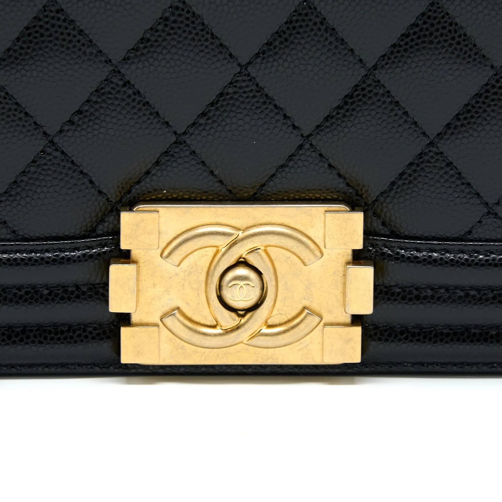 Chanel Black Bag Boy Small (Microchip) Sturdy Affordable  Caviar