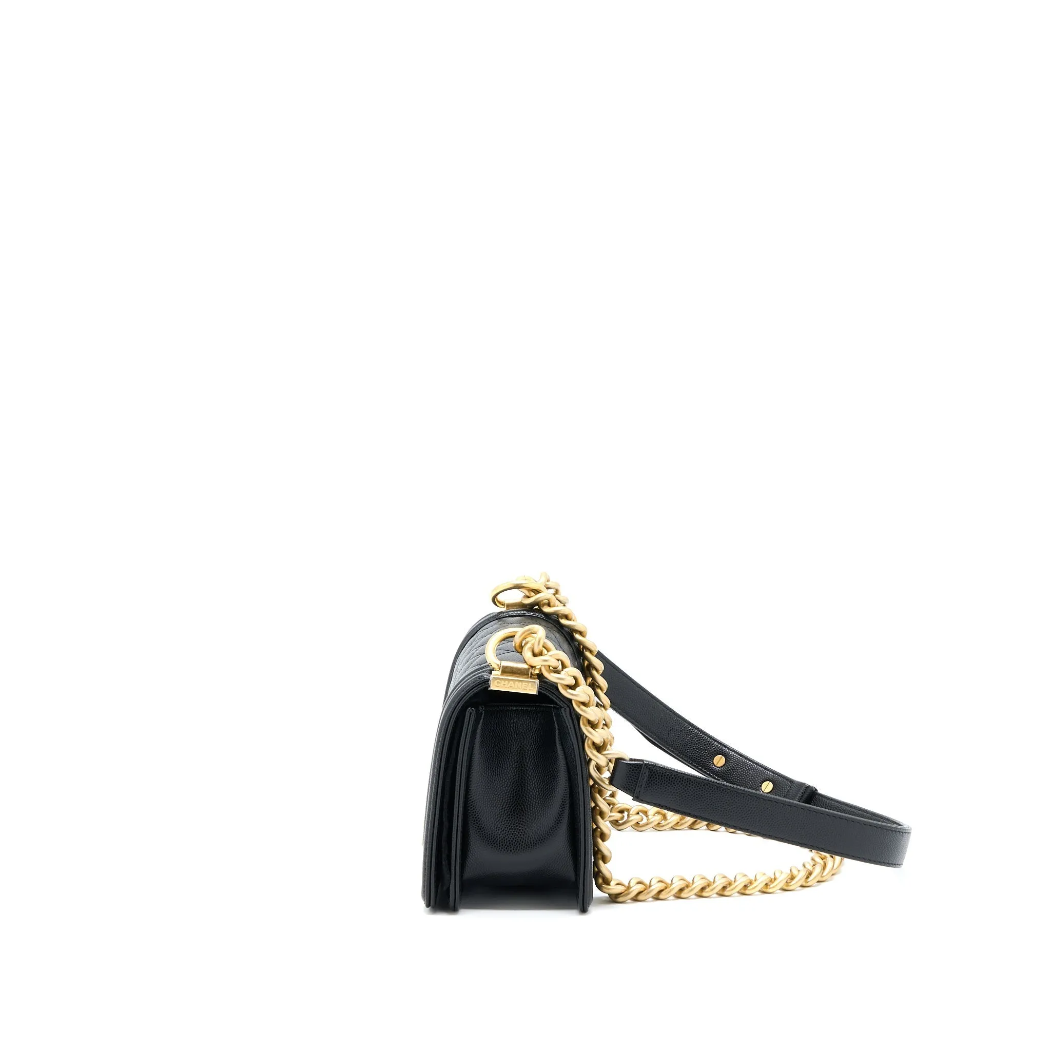 Chanel Black Bag Boy Small (Microchip) Sturdy Affordable  Caviar