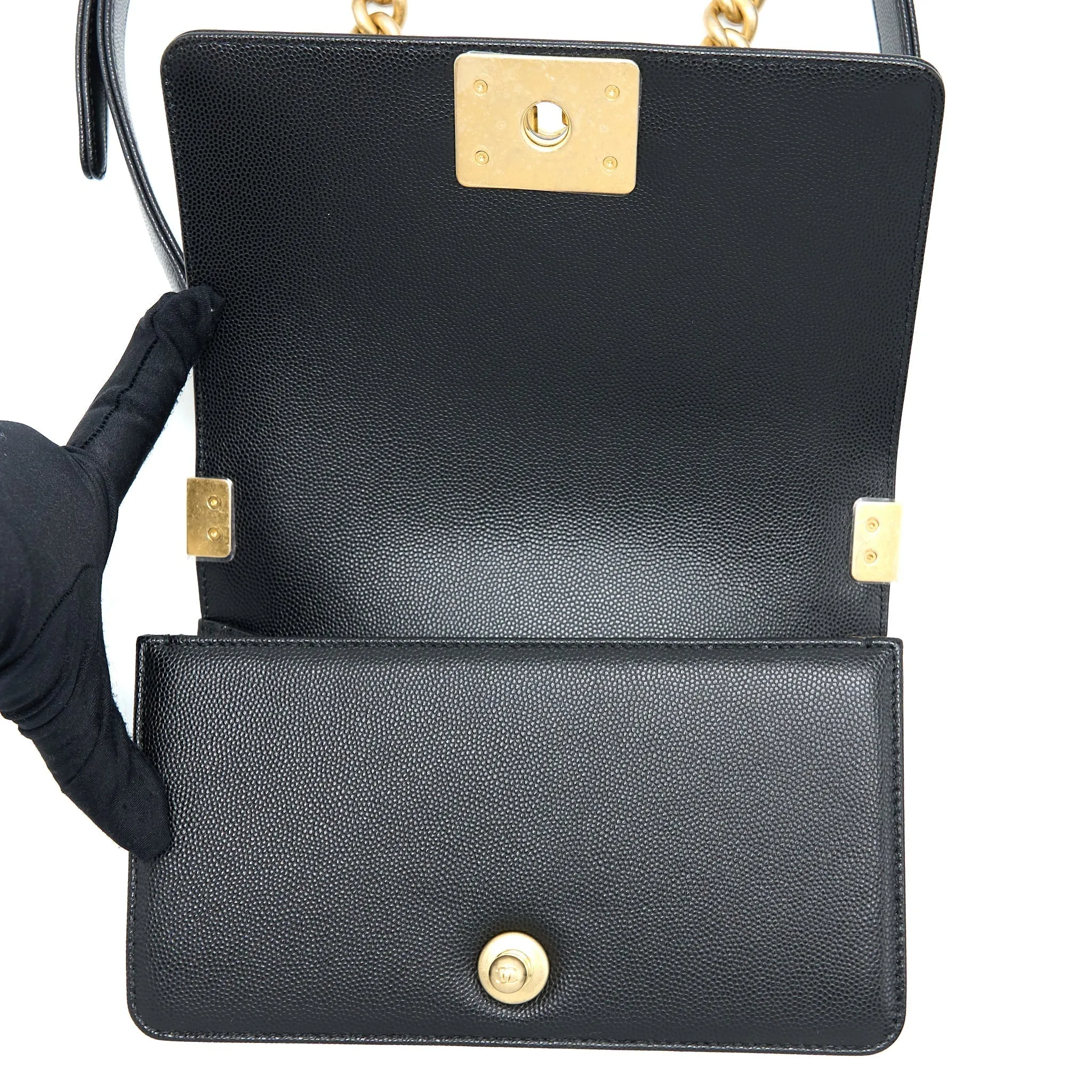Chanel Black Bag Boy Small (Microchip) Sturdy Affordable  Caviar