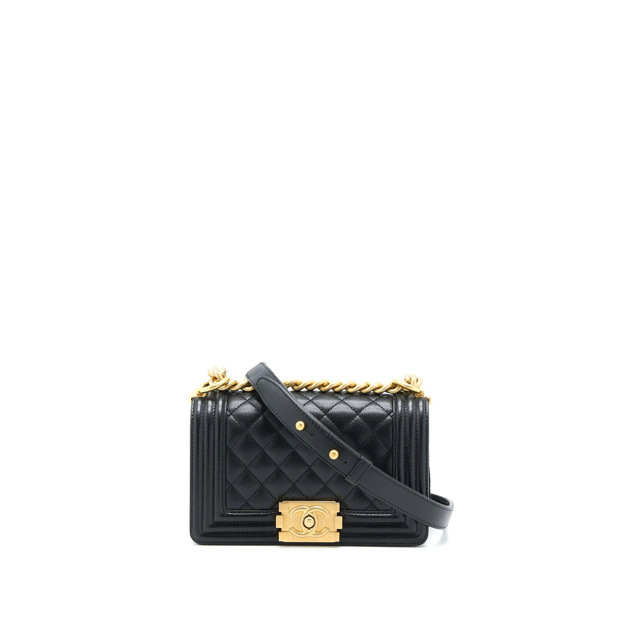 Chanel Black Bag Boy Small (Microchip) Sturdy Affordable  Caviar