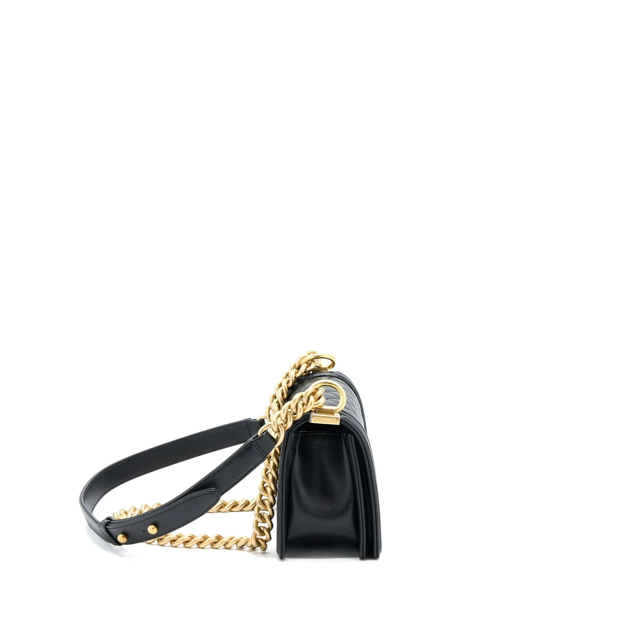 Chanel Black Bag Boy Small (Microchip) Sturdy Affordable  Caviar
