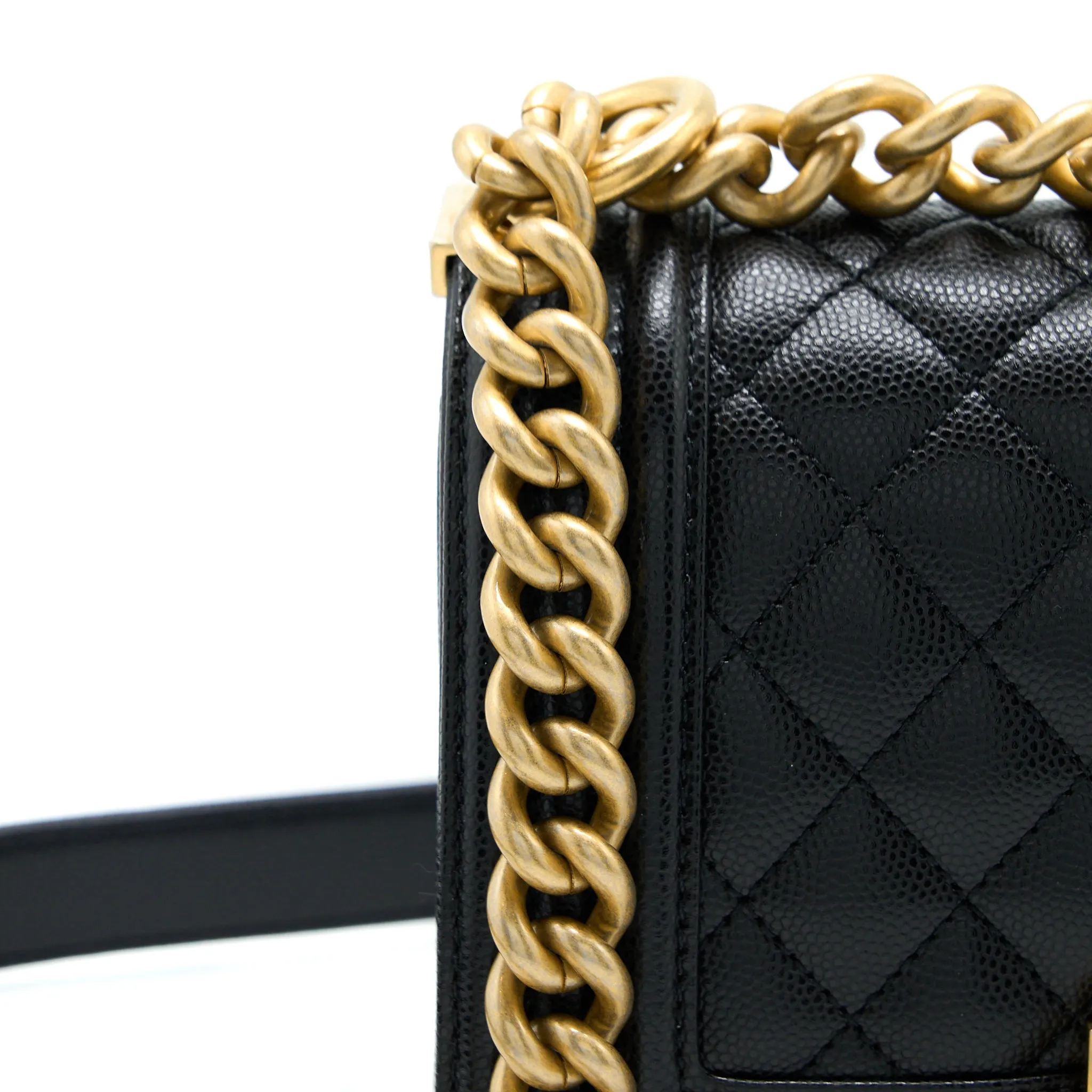 Chanel Black Bag Boy Small (Microchip) Sturdy Affordable  Caviar