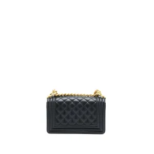 Chanel Black Bag Boy Small (Microchip) Sturdy Affordable  Caviar