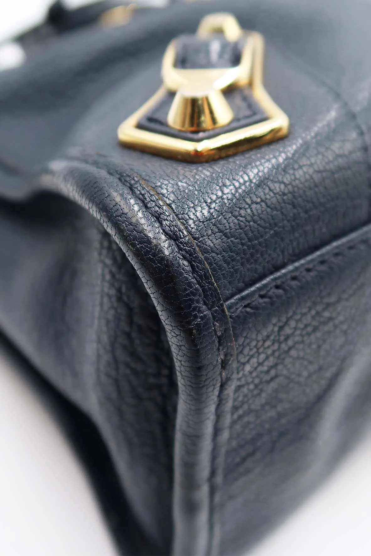 Classic City S Metallic Edge with Gold Hardware Navy