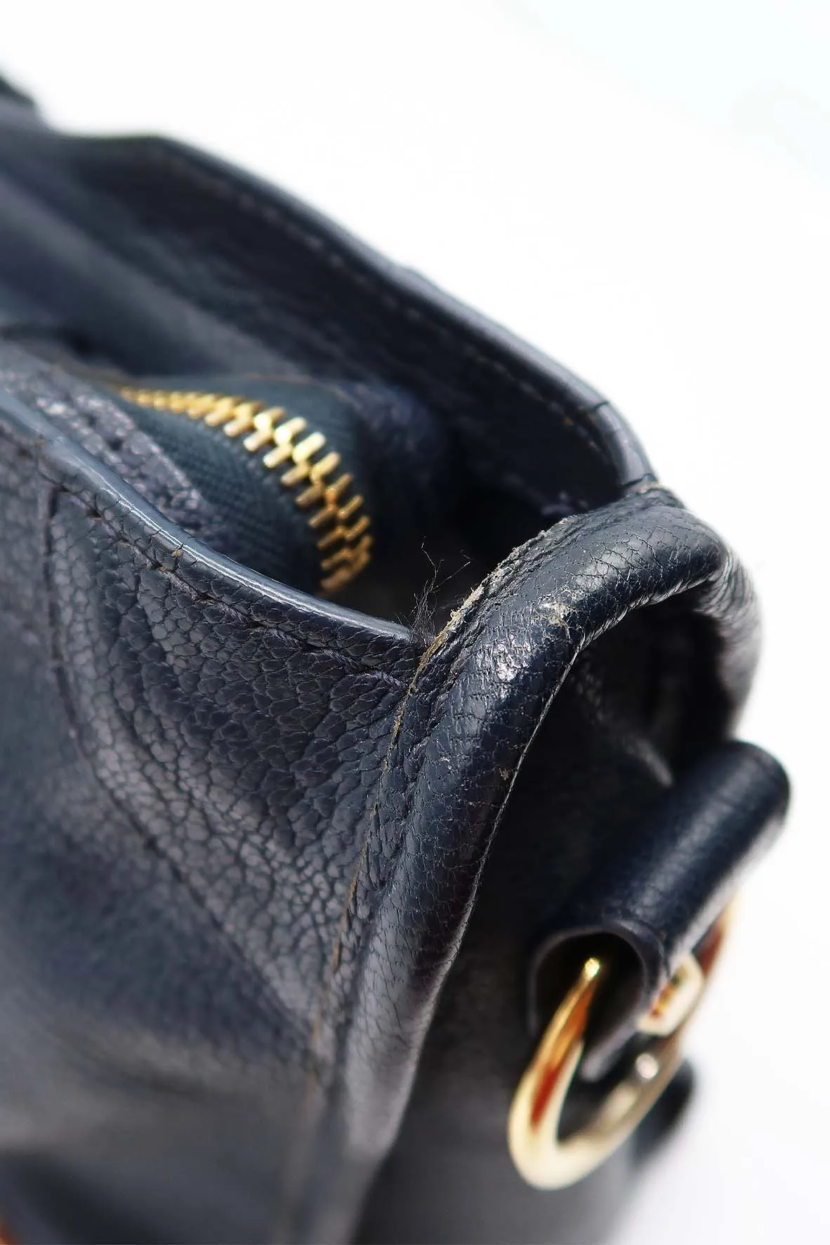 Classic City S Metallic Edge with Gold Hardware Navy