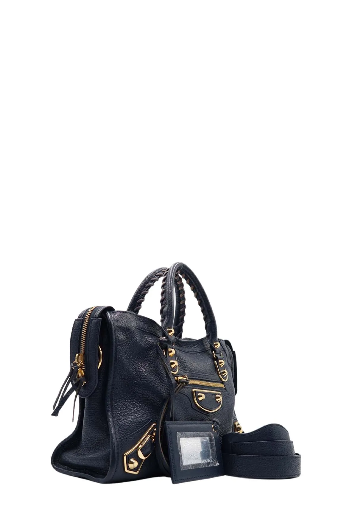 Classic City S Metallic Edge with Gold Hardware Navy