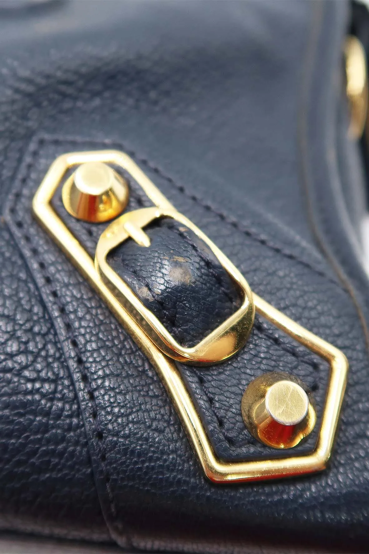 Classic City S Metallic Edge with Gold Hardware Navy