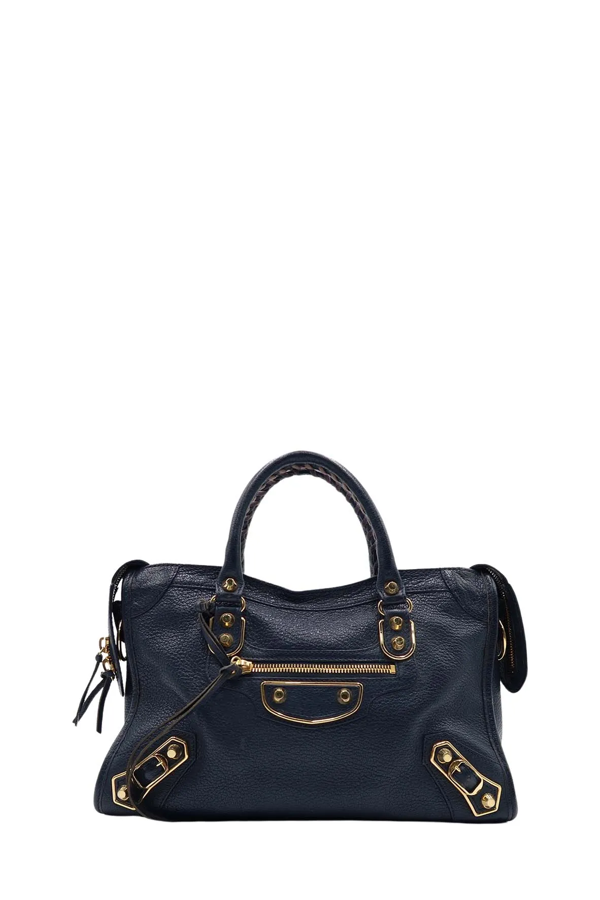 Classic City S Metallic Edge with Gold Hardware Navy