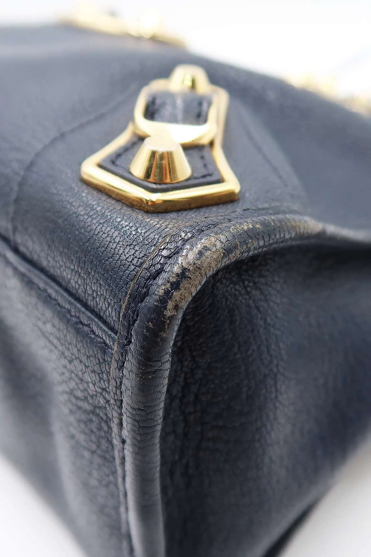 Classic City S Metallic Edge with Gold Hardware Navy