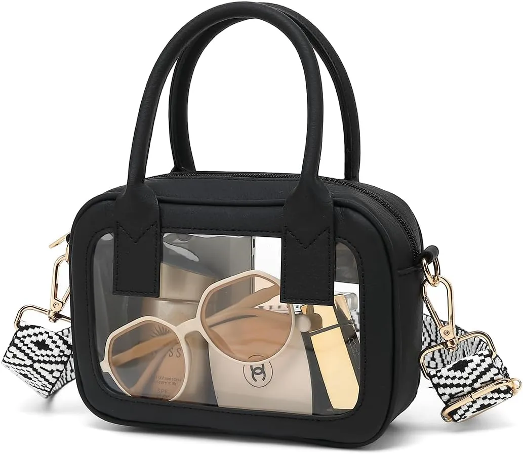 Clear Crossbody Bag Stadium Approved, Top Handle Clear Stadium Purse for Women Clear Bag for Stadium Events, Concerts