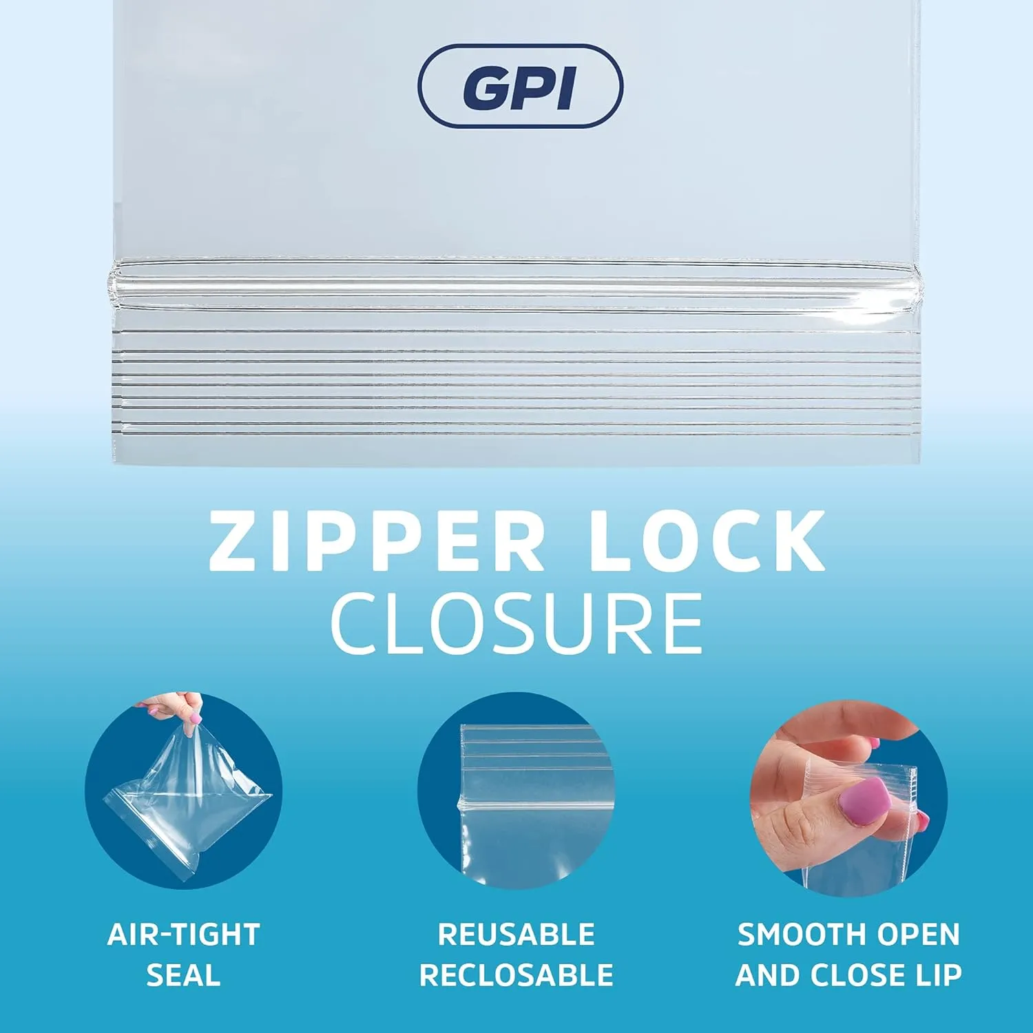 Clear Plastic Zip Sandwich Bags- Bulk GPI Case of 1000 6" X 6" 2 Mil Thick, Strong & Durable Reclosable Poly Baggies with Resealable Zip Top Lock for Travel, Storage, Packaging & Shipping.