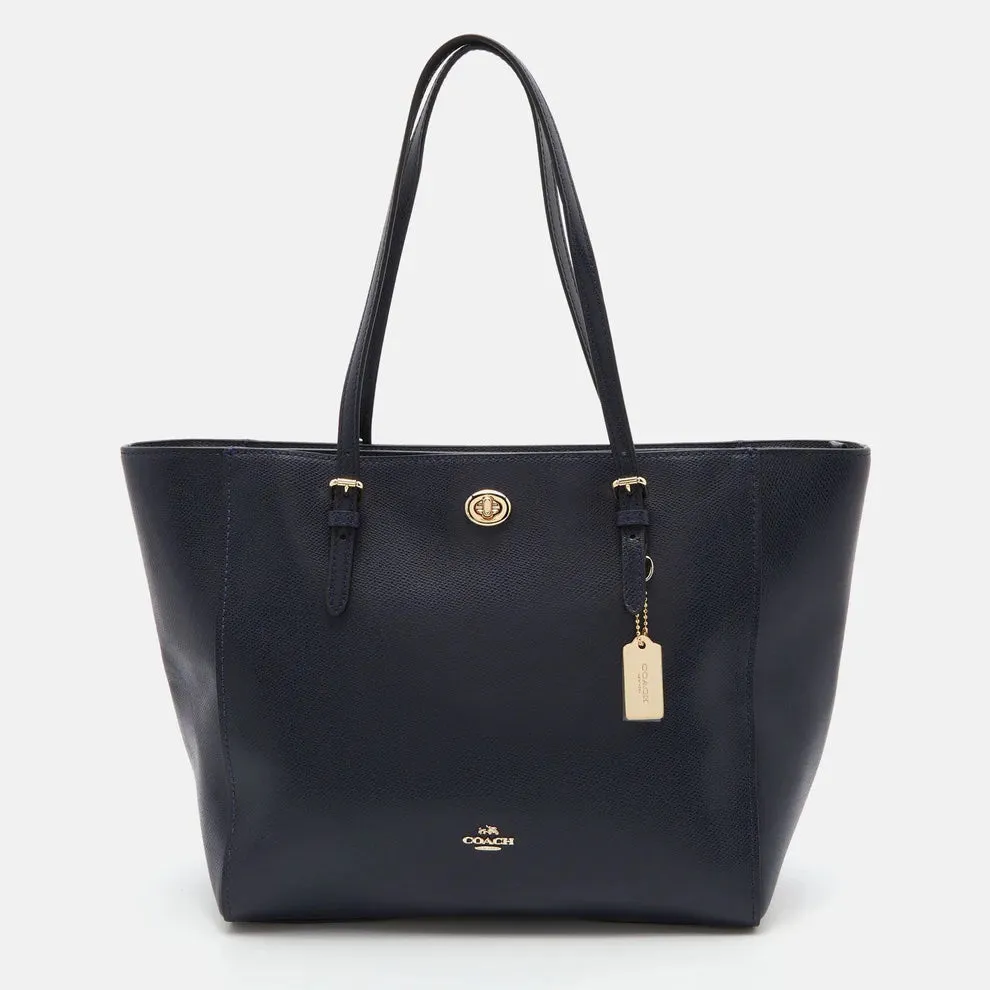 COACH CROSSGRAIN LEATHER TURNLOCK TOTE BAG