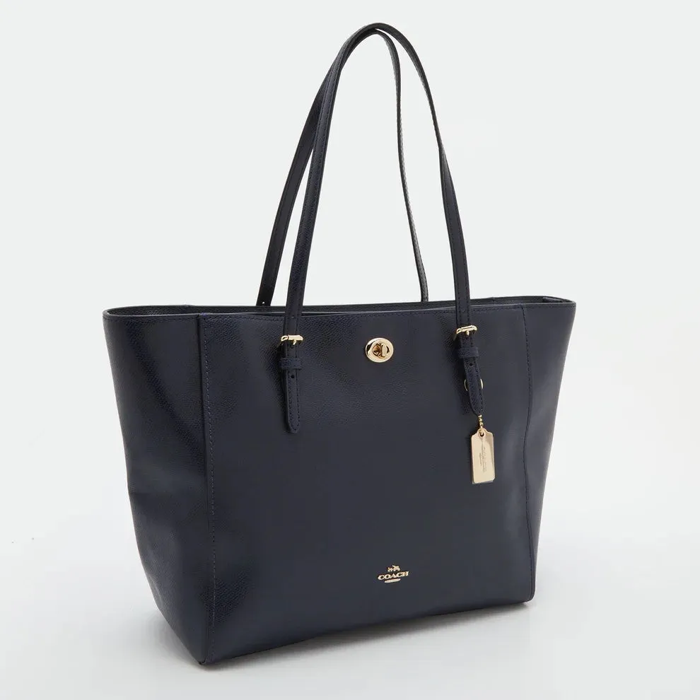 COACH CROSSGRAIN LEATHER TURNLOCK TOTE BAG