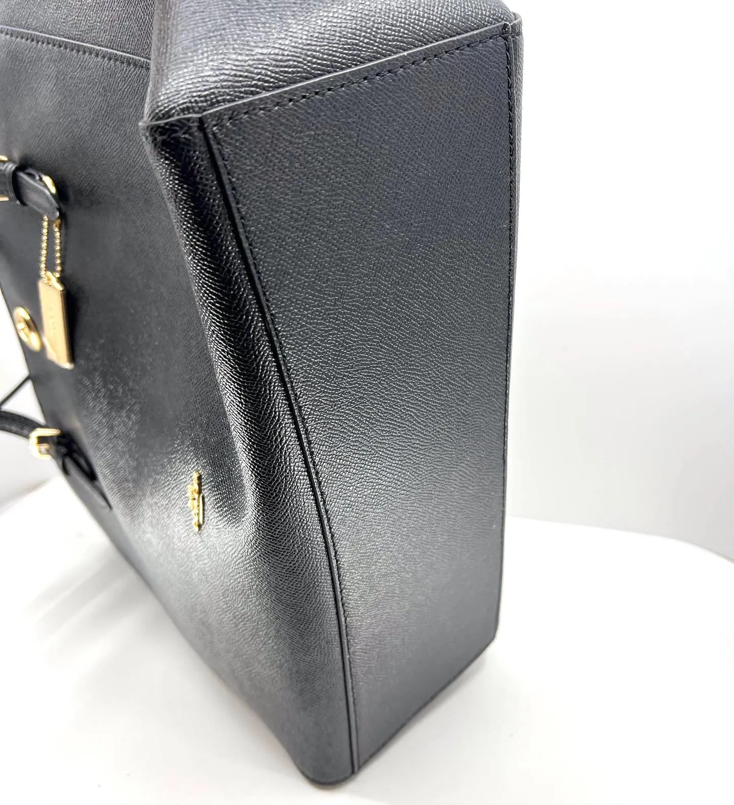 COACH CROSSGRAIN LEATHER TURNLOCK TOTE BAG