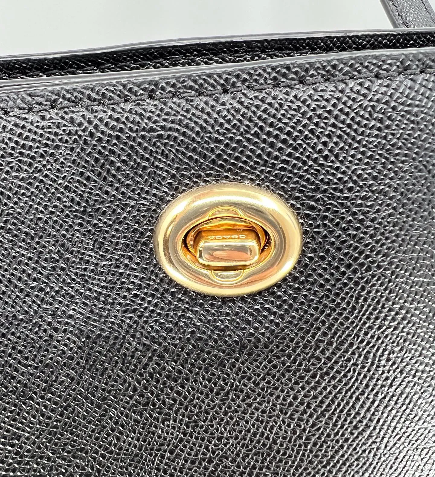 COACH CROSSGRAIN LEATHER TURNLOCK TOTE BAG