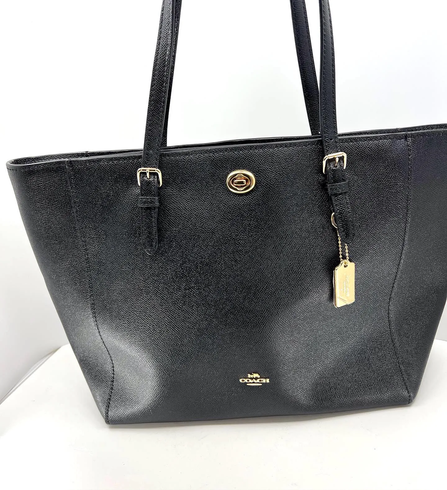 COACH CROSSGRAIN LEATHER TURNLOCK TOTE BAG