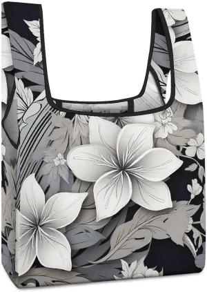 Collapsible Shopping Bag, Intricate Flowers Pattern Print Foldable Tote Bag Reusable Grocery Bag Large Capacity Tote Portable Grocery Bag
