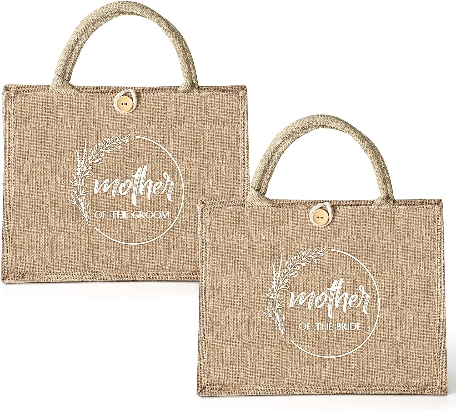 Coume 2 Pcs Mother of Bride and Groom Bags Wedding Gift for Guests Tote Bags with Handle Bridesmaid Gift for Bridal Party(13 x 9.5 x 4.7'')
