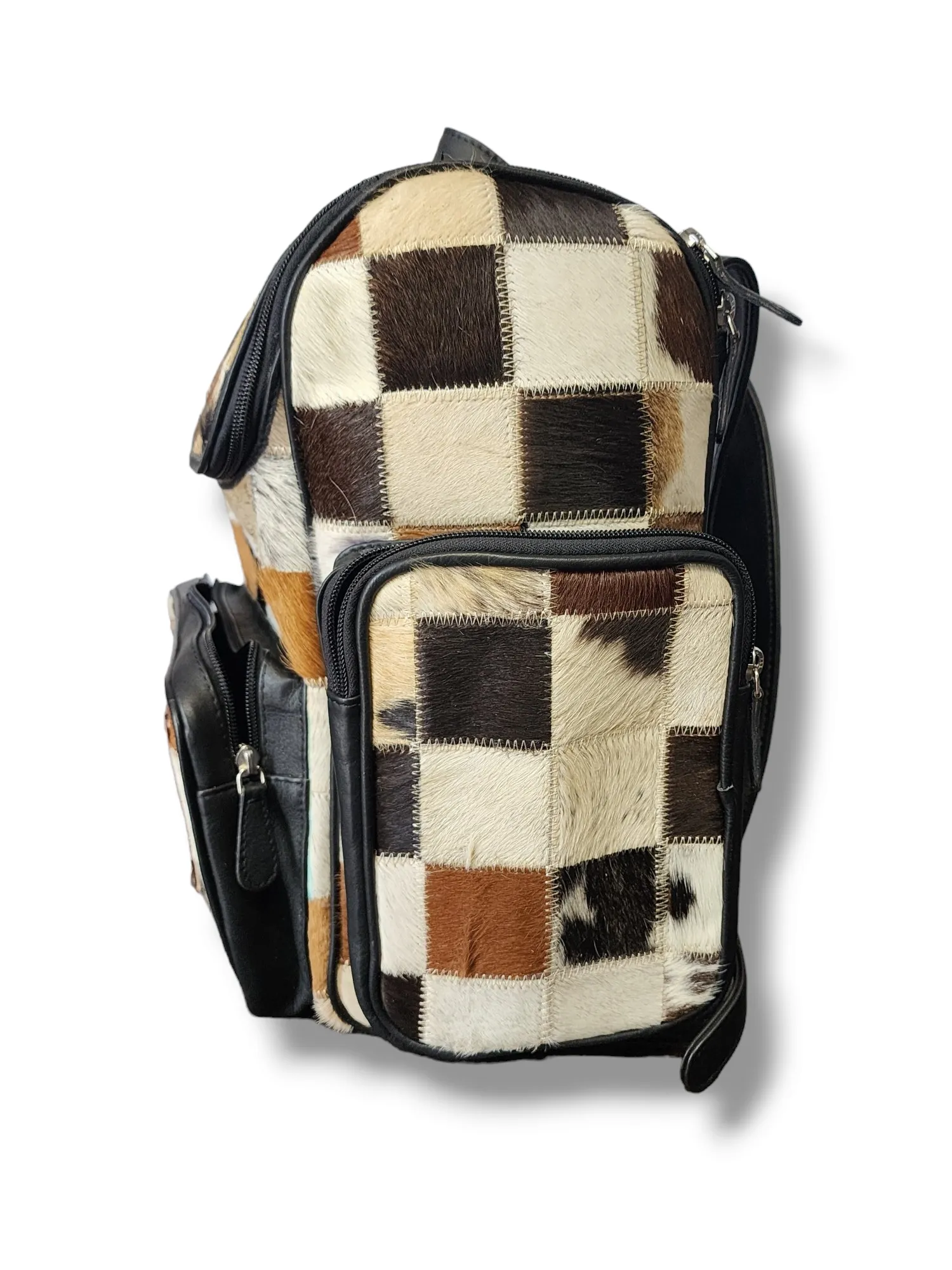 Cowhide and Leather Backpack with Cards