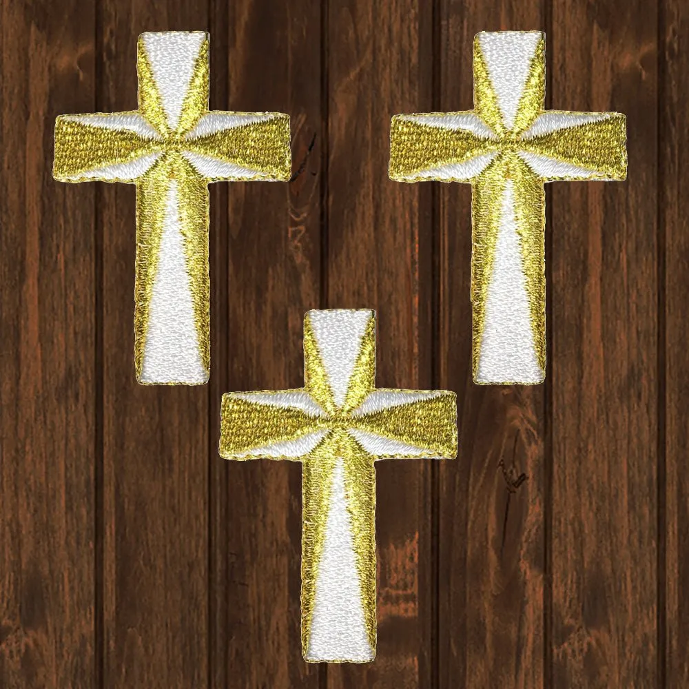 Cross Embroidered Patch — 3-Pack — Iron On
