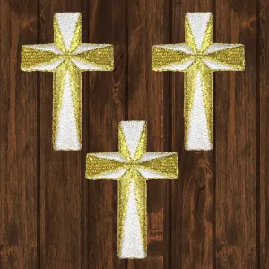 Cross Embroidered Patch — 3-Pack — Iron On