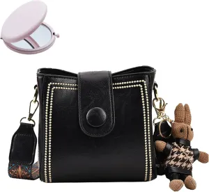 Crossbody Bags for Women Vintage Fashion Bag With Adjustable Wide Shoulder Strap, Vintage Retro Small Water Bucket Bag