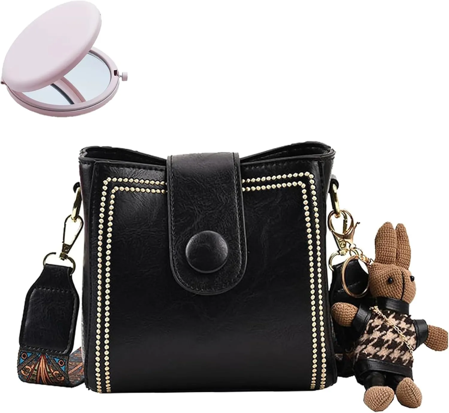Crossbody Bags for Women Vintage Fashion Bag With Adjustable Wide Shoulder Strap, Vintage Retro Small Water Bucket Bag