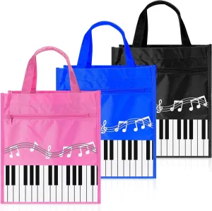 Cunno 3 Pcs Piano Keys Handbag Reusable Tote Bag Shoulder Shopping Bag for Music Teacher Gifts