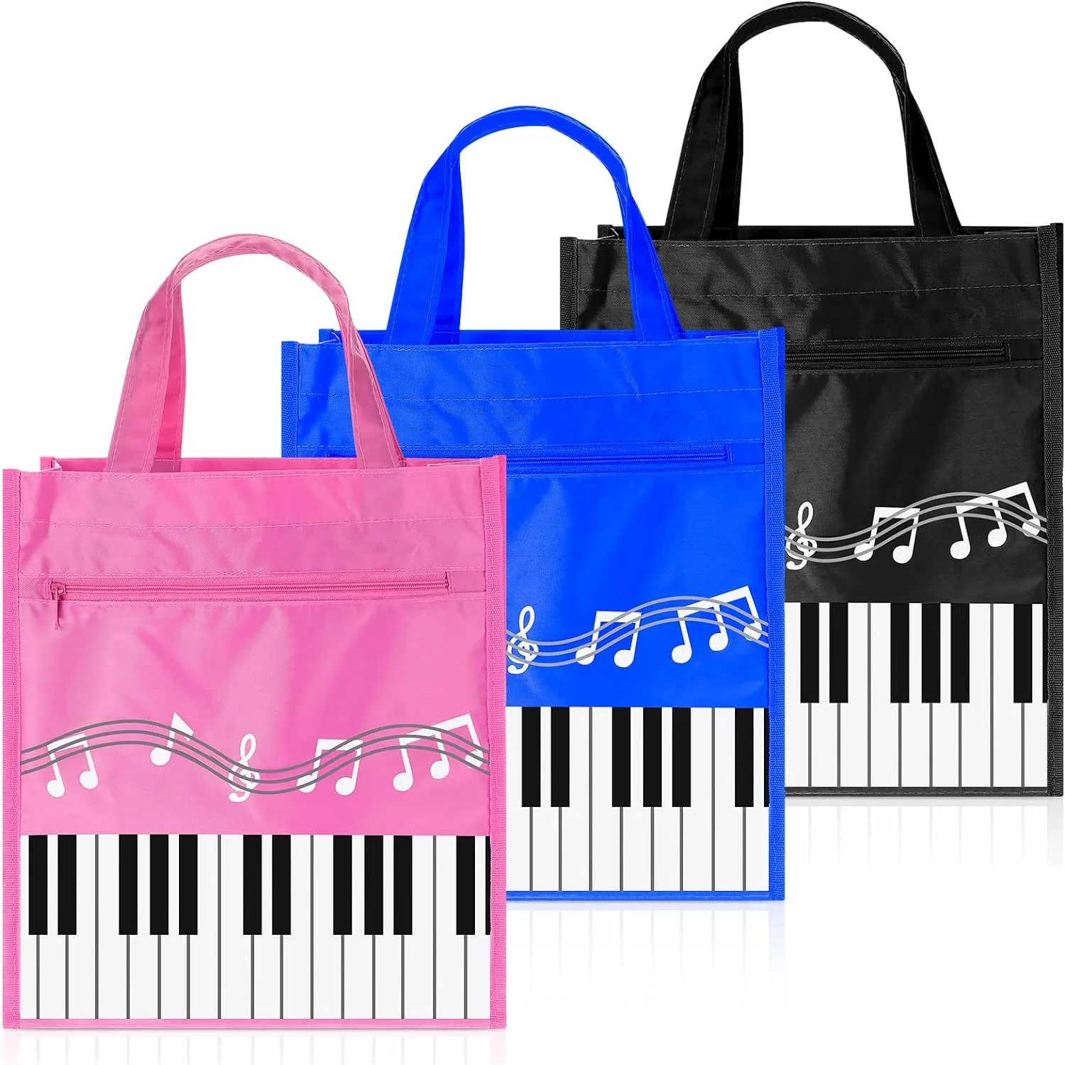 Cunno 3 Pcs Piano Keys Handbag Reusable Tote Bag Shoulder Shopping Bag for Music Teacher Gifts