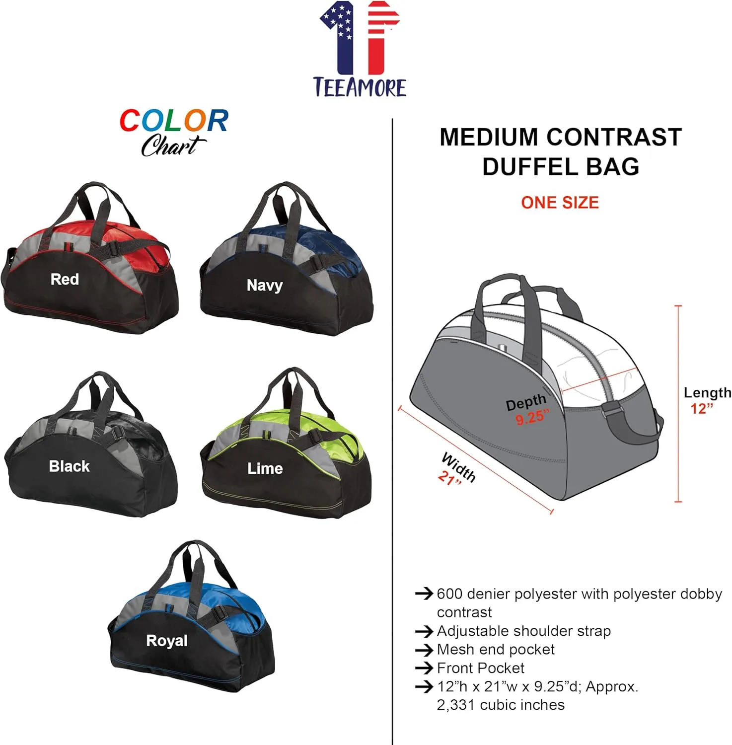Custom Sport Duffel Bag Add Your Embroidered Text Medium Contrast Sport Gym Travel Water Resistant Duffel Bag Royal